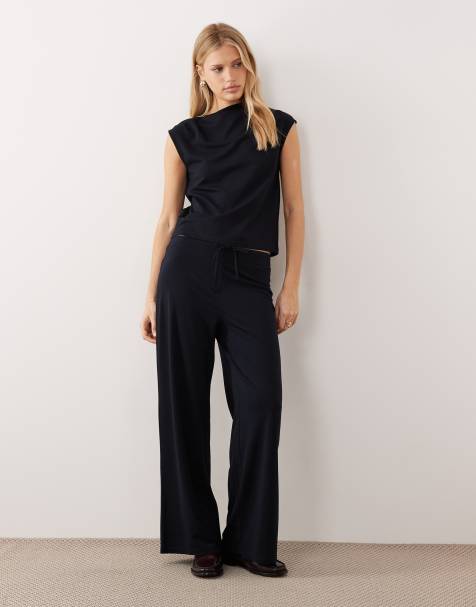 Mango - Candela - Ensemble t-shirt asymétrique et pantalon - Bleu marine - view 1