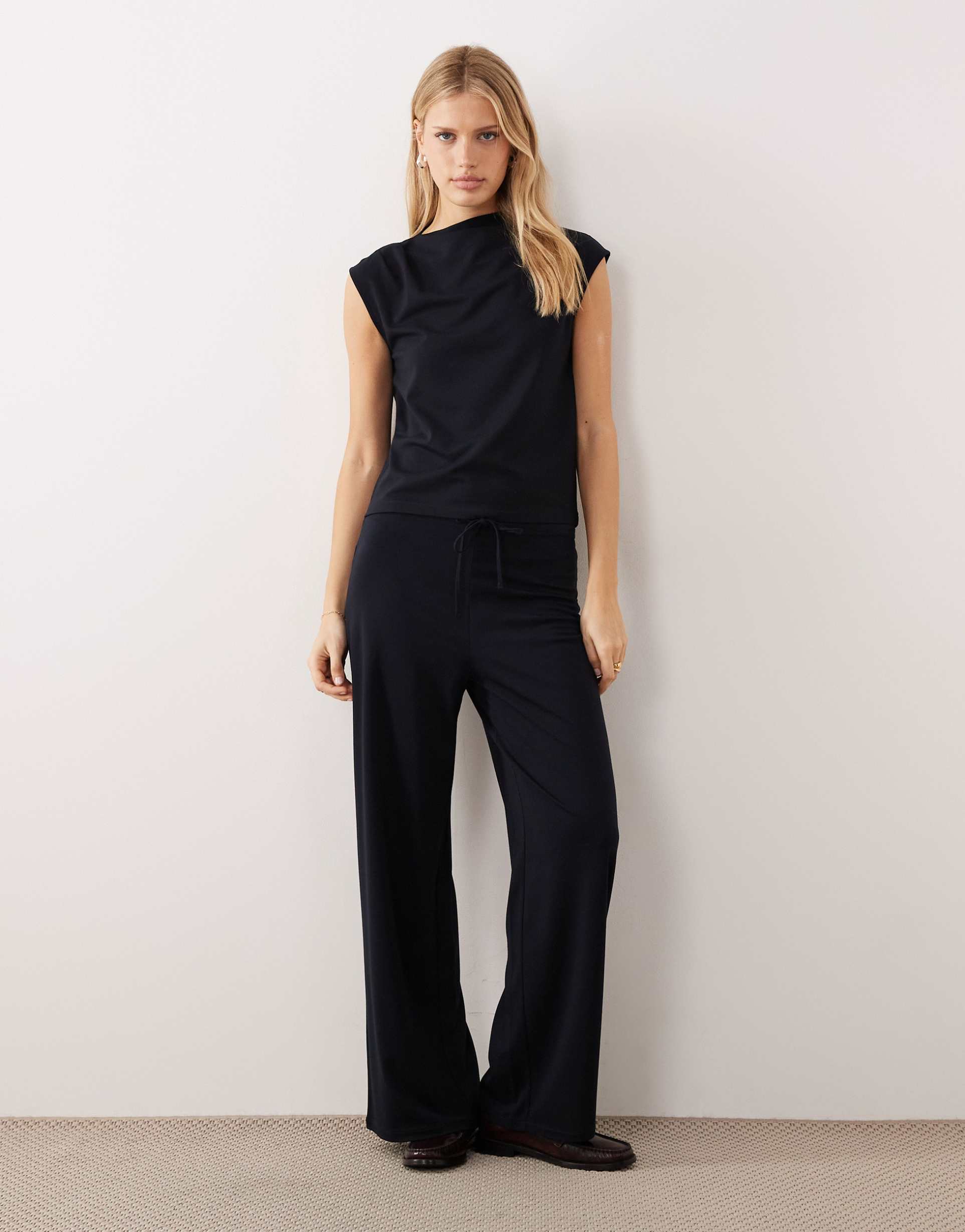 mango candela jersey pants in navy - part of a set