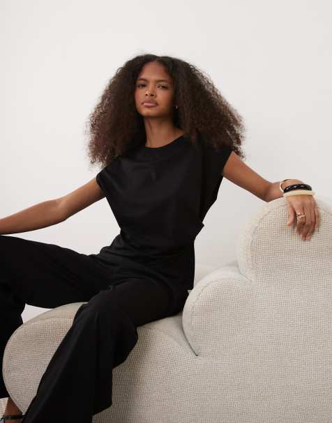 Mango - Candelo - Top met kapmouwtjes en ingenomen taille in zwart, deel van co-ord set - view 1