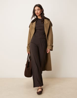 Mango - Canela - Hose aus Jersey in Schokobraun, Kombiteil-Brown