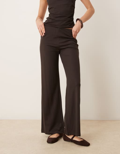 Mango Canela jersey pants in chocolate - part of a set, 2 of 5