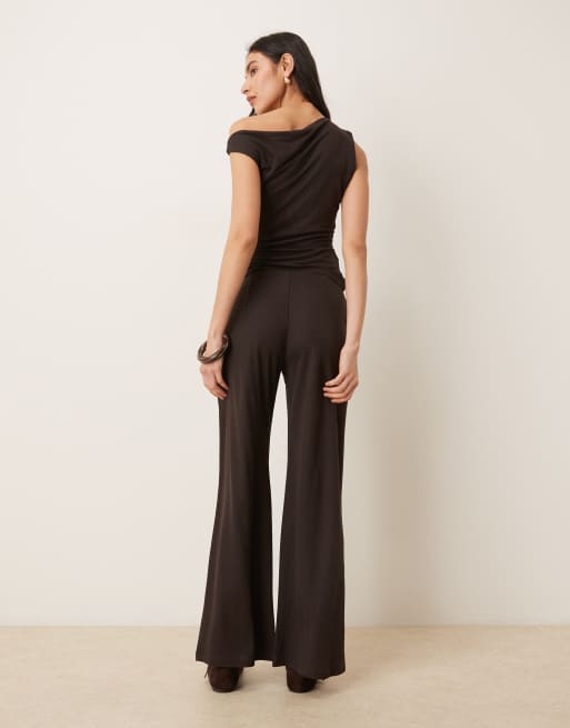 Mango Canela jersey pants in chocolate - part of a set, 3 of 5