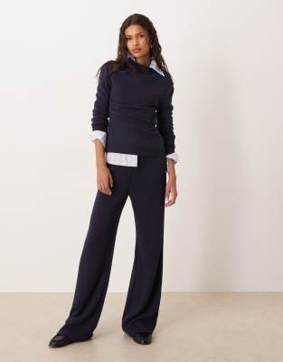Mango Canela Knit Pants In Blue