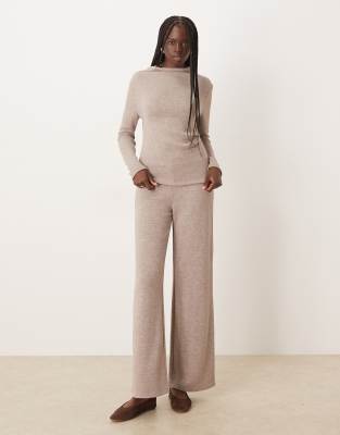 Mango Canela Knit Pants In Neutral