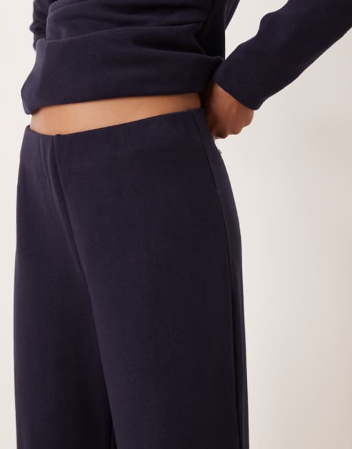 Mango Canela knitted trouser co-ord in navy, 3 of 5