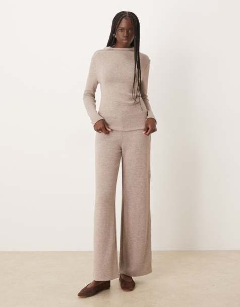 Mango - Canela - Pantalon d'ensemble en maille - Avoine - view 1