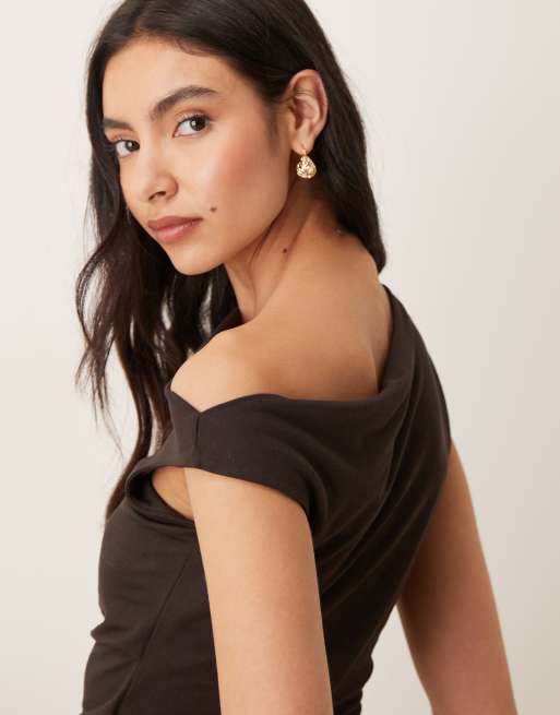 Mango - Canela - Top d'ensemble asymétrique sans manches - Chocolat, 3 de 4