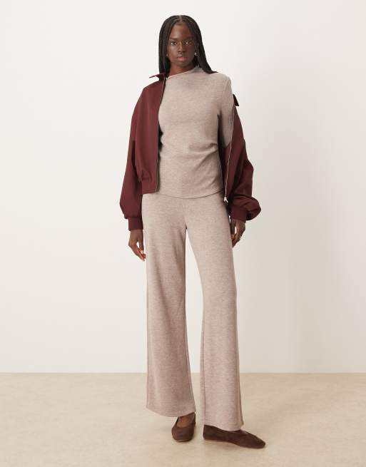 Mango - Canela - Top met gerimpelde zijkant en lange mouwen in lichtbeige, deel van co-ord set, 2 van 4