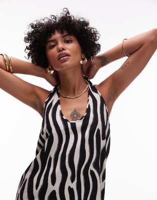 Canotta Con Motivo Zebra Traforato in Nero da Donna | Roberto Cavalli