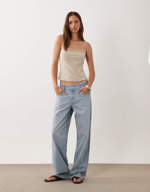 Mango canottiera con finiture in pizzo beige, 2 di 4