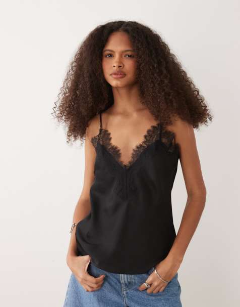 Mango - Canottiera in maglia compatta nera con finiture in pizzo - view 1