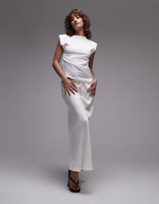 MANGO CAP SLEEVE AYSMMETRIC CREPE TOP 