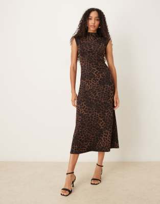 Mango Cap Sleeve Midaxi Dress In Brown