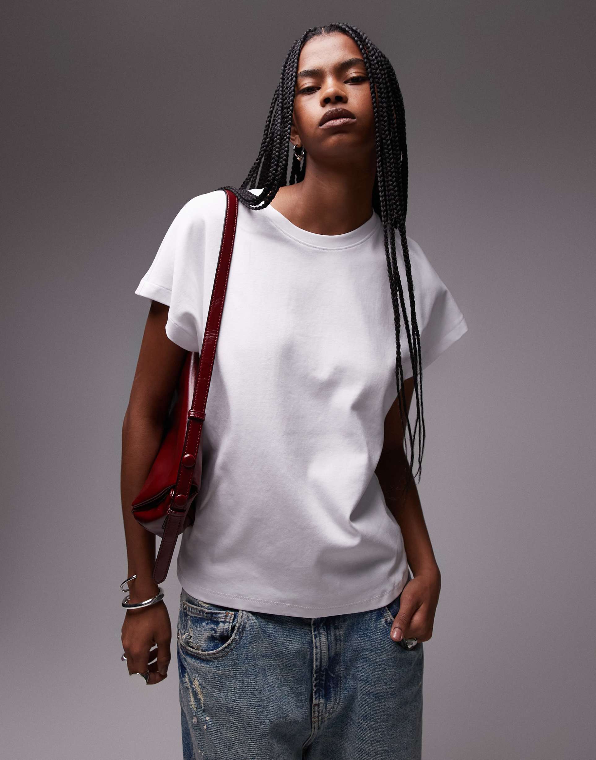 mango cap sleeve premium t-shirt in white