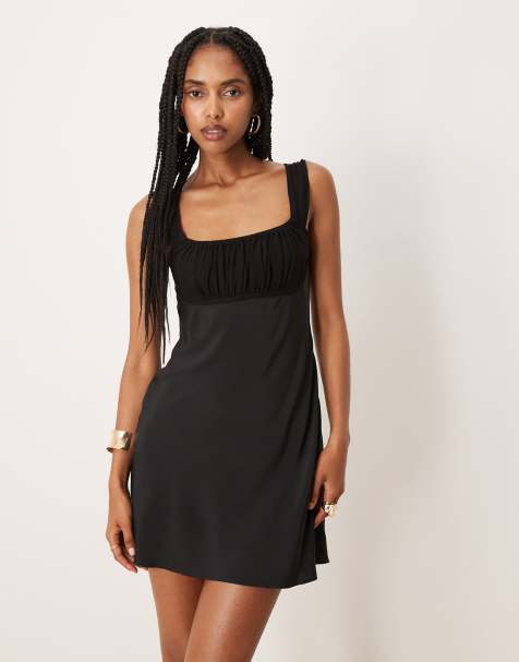 Mango cap sleeve satin mini dress in black - view 1