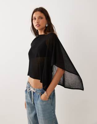Mango Cape Top In Black