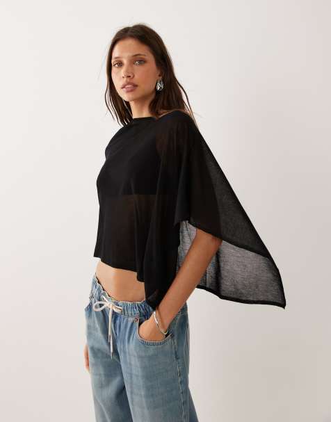Mango cape top in black - view 1