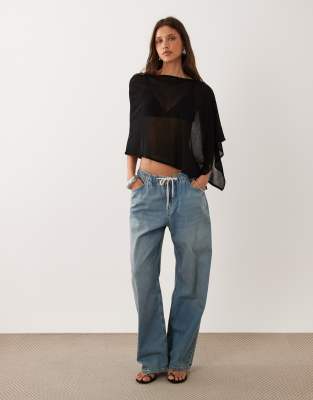 Mango Cape Top In Black