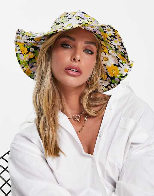 Mango - Cappello estivo a falda piatta lilla