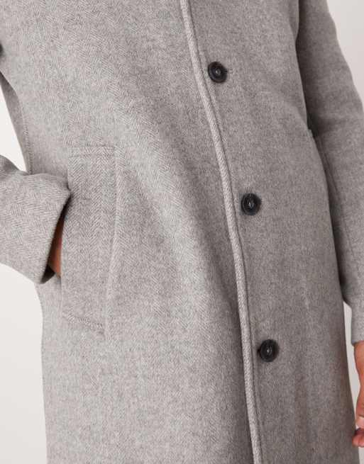 Mango - Cappotto grigio taglio medio in misto lana con motivo a spina di pesce, 2 di 4