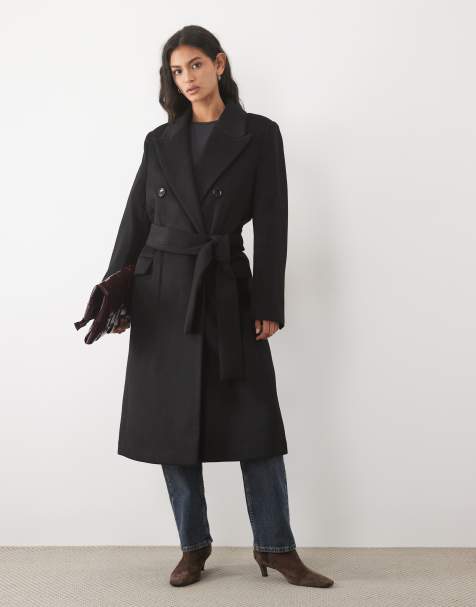 Mango cappotto sartoriale allacciato in vita nero - view 1