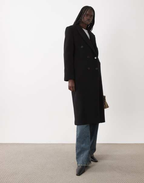 Mango cappotto sartoriale doppiopetto in misto lana nero - view 1