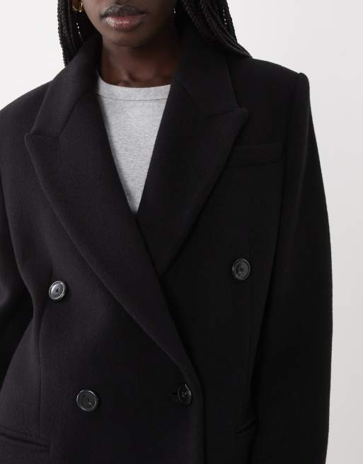 Mango cappotto sartoriale doppiopetto in misto lana nero, 2 di 4
