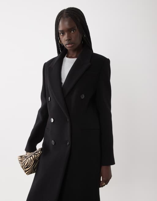 Mango cappotto sartoriale doppiopetto in misto lana nero, 3 di 4