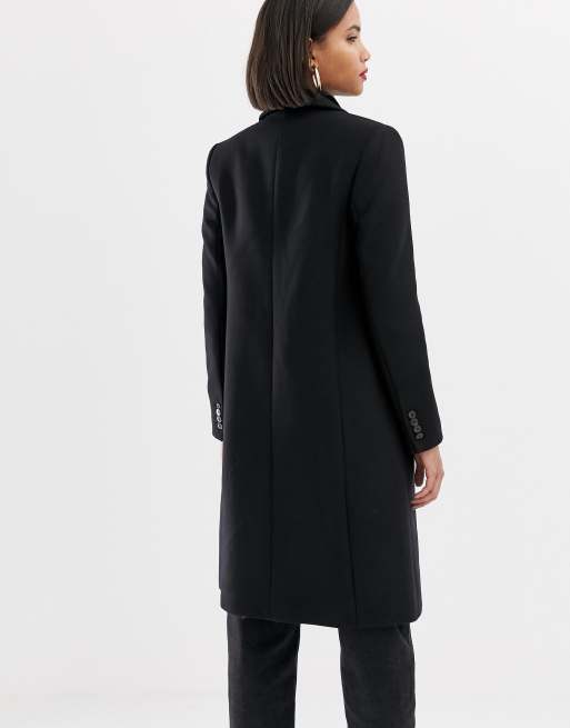 Mango Cappotto Spigato Doppia Abbottonatura Negro