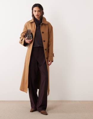 Mango Capsule 100% cotton classic trench coat in chestnut