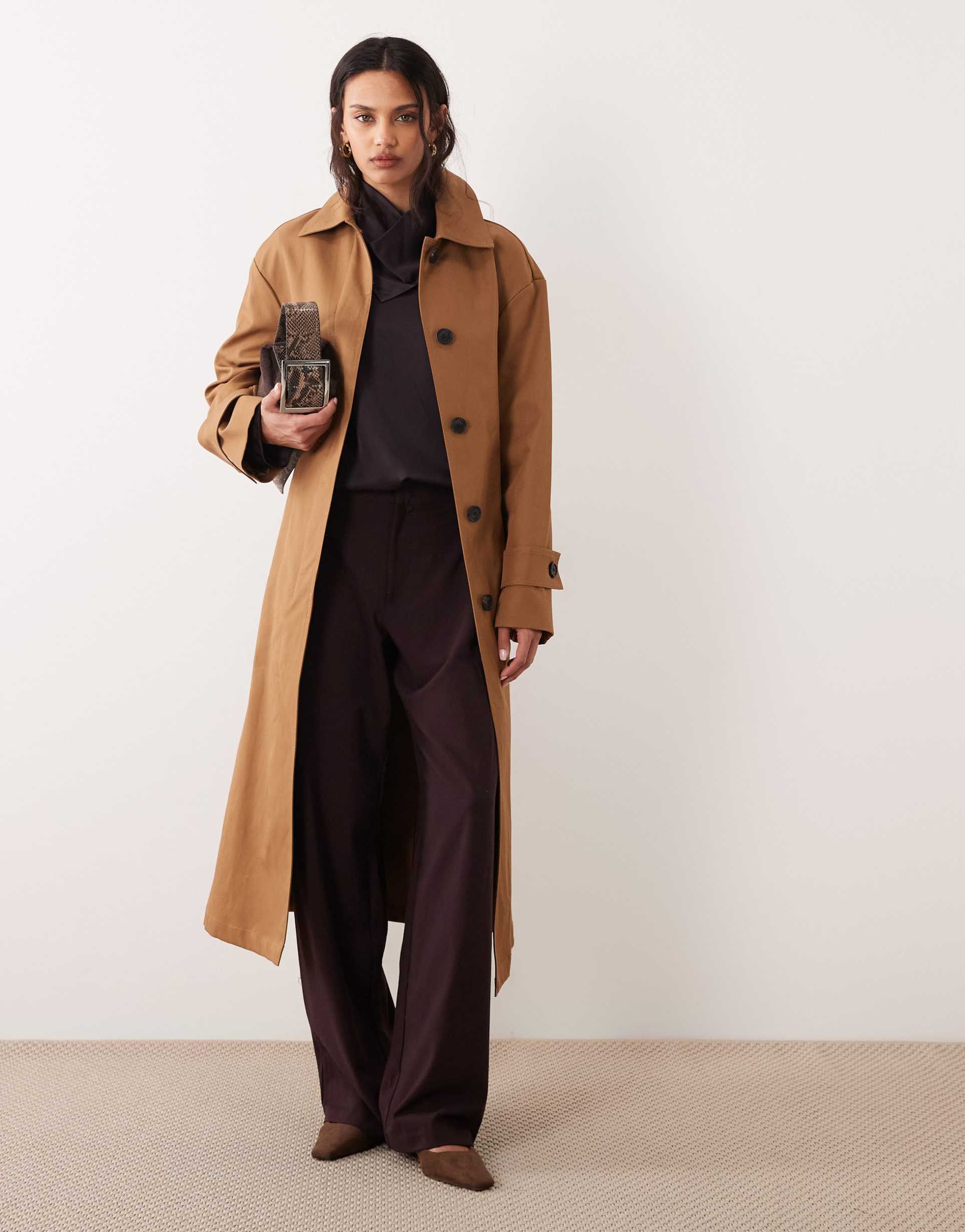 mango capsule 100% cotton classic trench coat in chestnut
