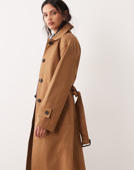 Mango Capsule 100% cotton classic trench coat in chestnut, 4 of 4