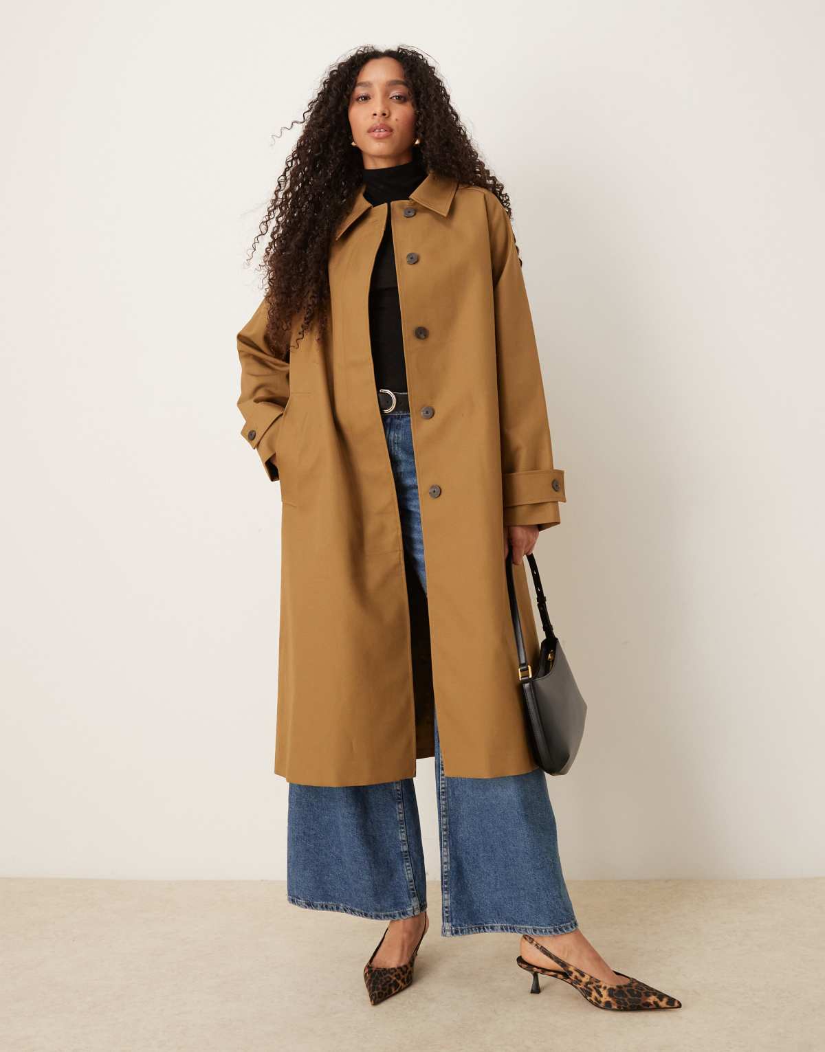 Mango Capsule 100% cotton trench coat in tan