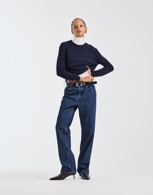 Mango Capsule 100% wool crew neck sweater in navy, 2 of 4