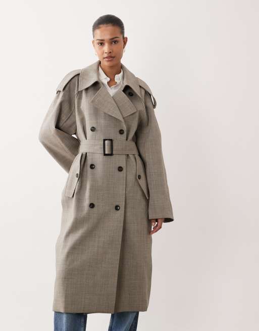 Mango Capsule 100% wool premium trench coat in grey, 2 of 4