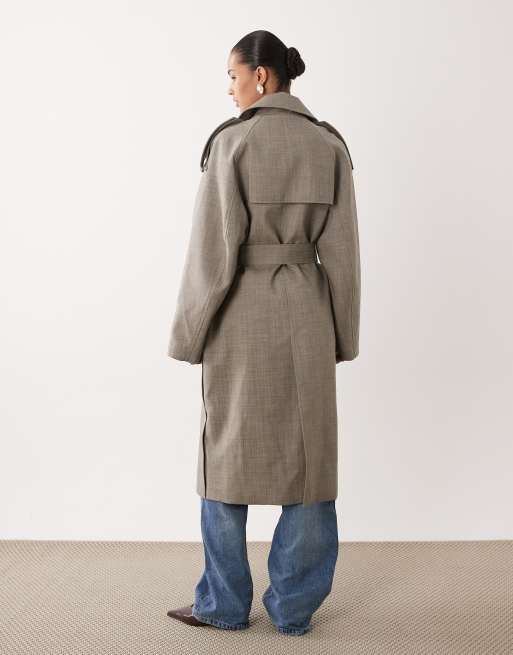 Mango Capsule 100% wool premium trench coat in grey, 3 of 4