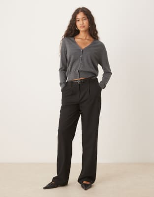 Mango Capsule 100% Wool V-neck Cardigan In Gray