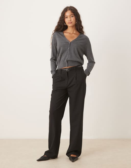 Mango Capsule 100% wool v neck cardigan in grey, 2 of 4