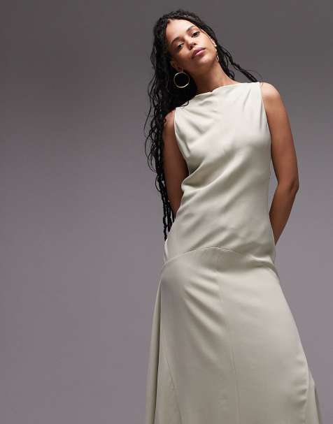 Mango – Capsule – Ärmelloses Maxikleid in Blassgrün mit tiefer Taille - view 1