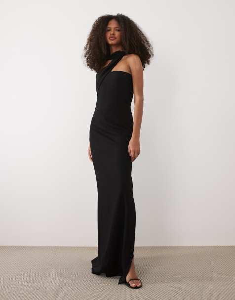 Mango Capsule asymmetric maxi dress in black - view 1