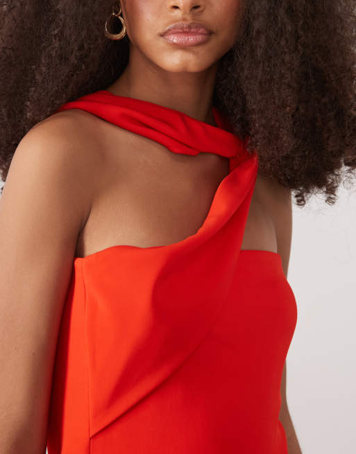 Mango Capsule asymmetric maxi dress in red, 3 of 4
