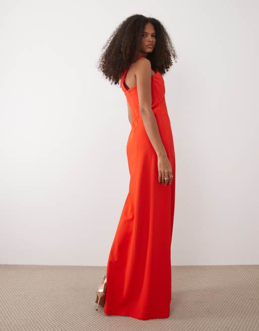Mango - Capsule - Asymmetrische maxi jurk in rood, 4 van 4