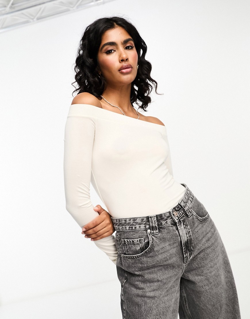 Mango Capsule bardot ruched top in white