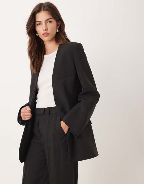 Mango - Capsule - Blazer d'ensemble sans col - Noir - view 1