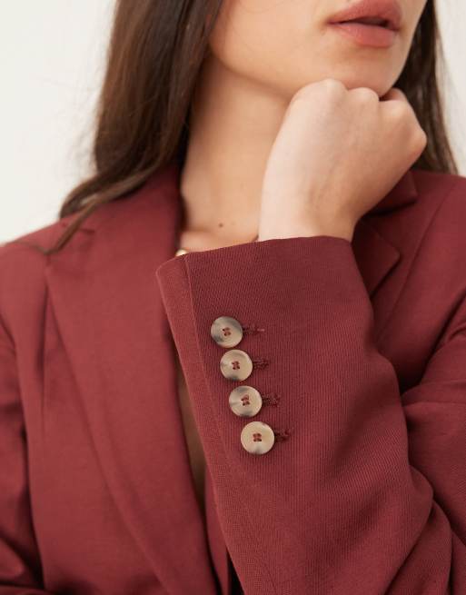 Mango - Capsule - Blazer oversize d'ensemble en lin mélangé - Lie-de-vin, 2 de 4