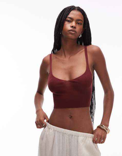 Mango - Capsule - Brassière in maglia trasparente bordeaux con fili metallizzati - view 1