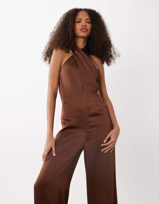 Mango – Capsule – Brun jumpsuit med halterneck, 2 av 4