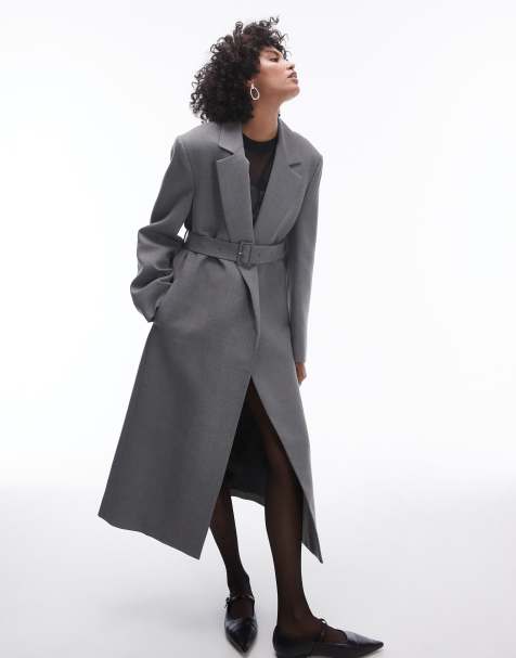 Mango - Capsule - Cappotto di lana strutturato grigio con cintura - view 1
