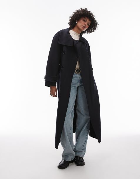 Mango - Capsule - Cappotto di lana taglio lungo color blu navy - view 1