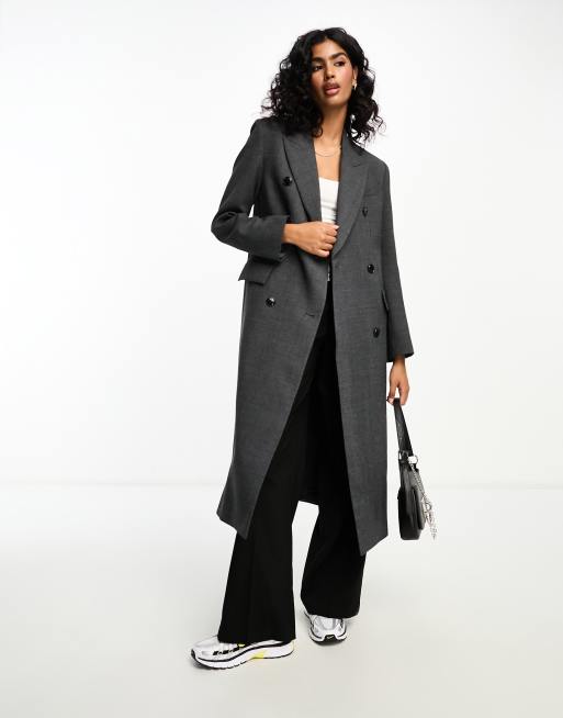 Mango Capsule Cappotto taglio lungo in lana grigio